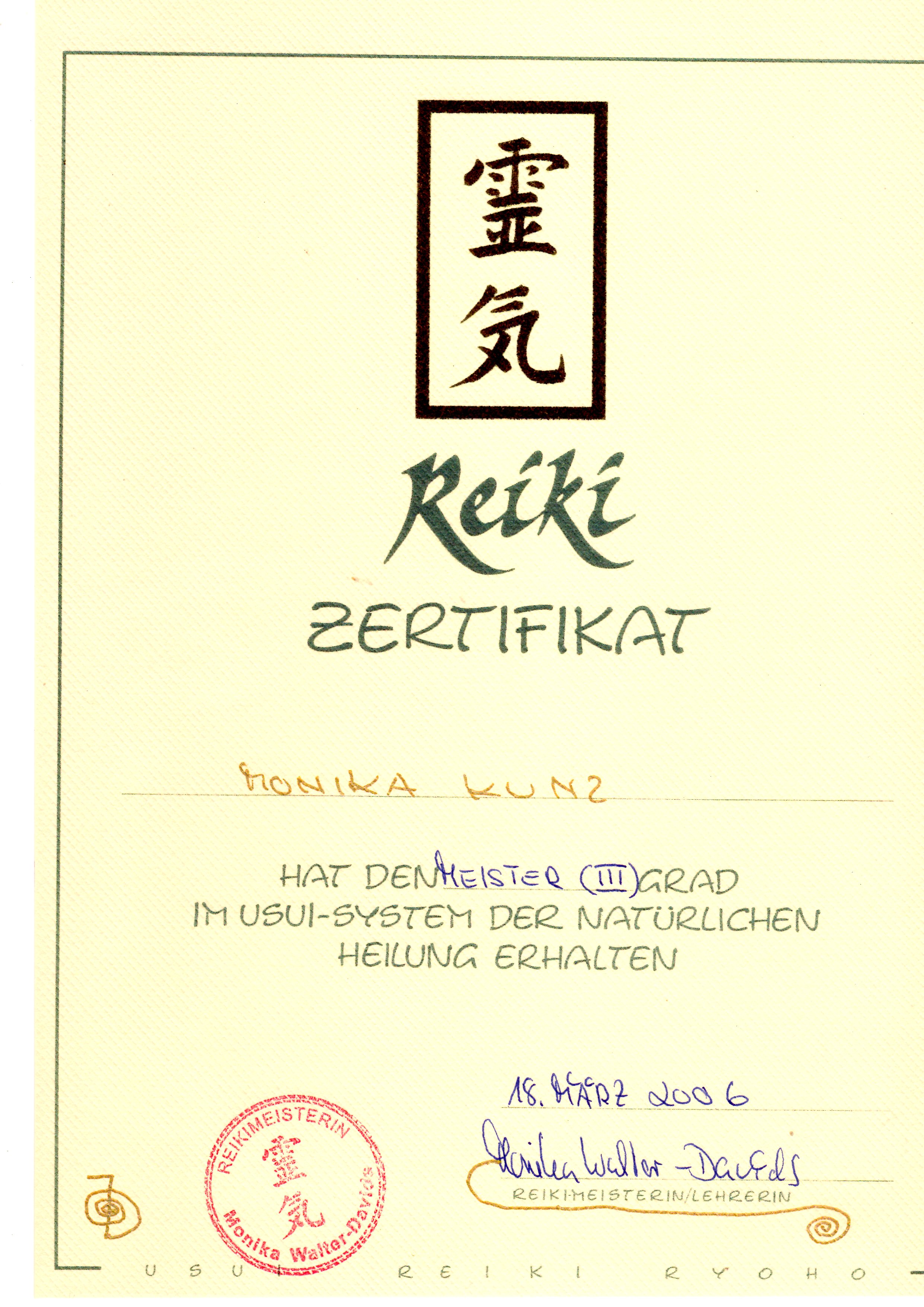 Zertifikat 03. Grad 18.03.06