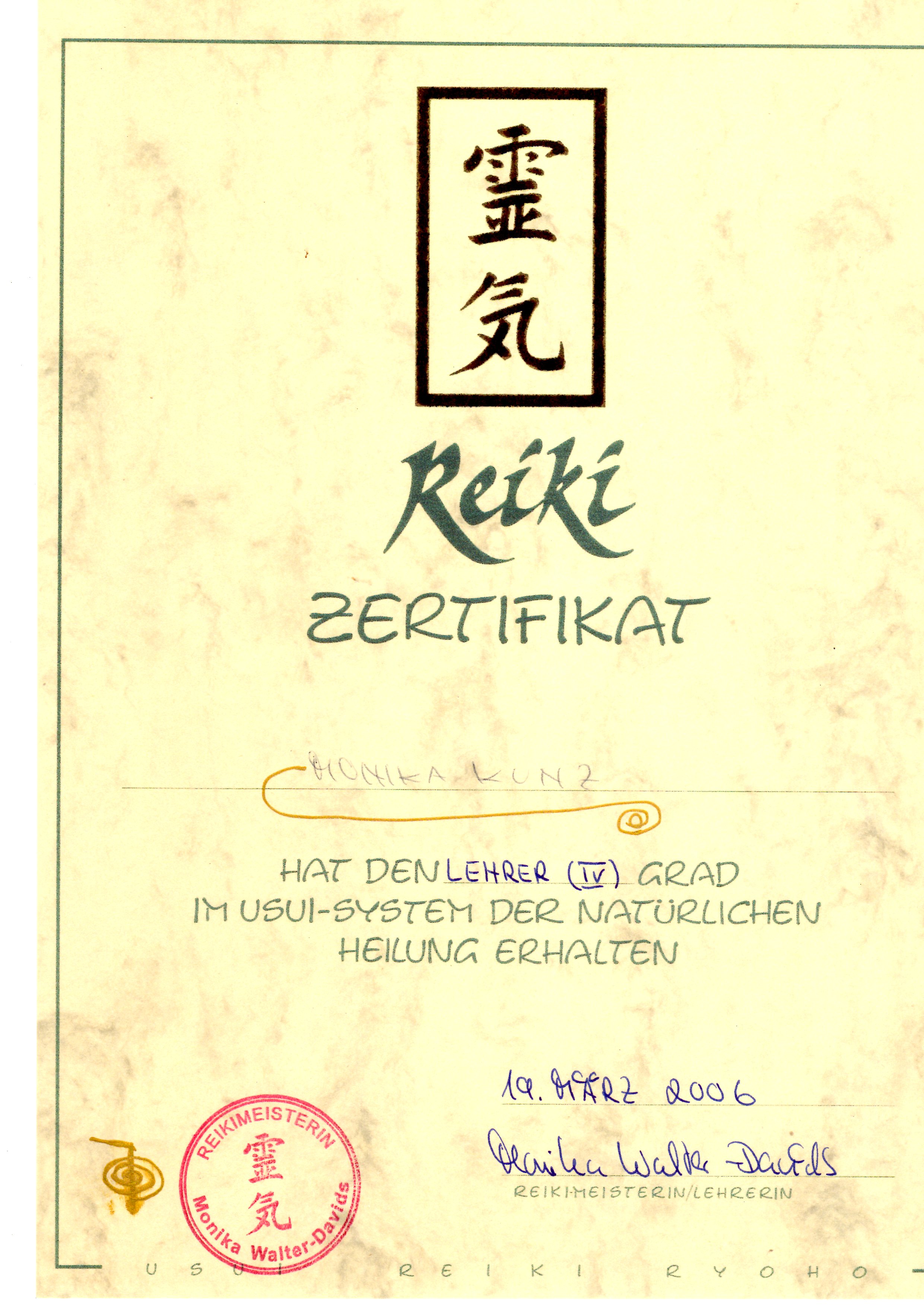 Zertifikat 04. Grad 19.03.06